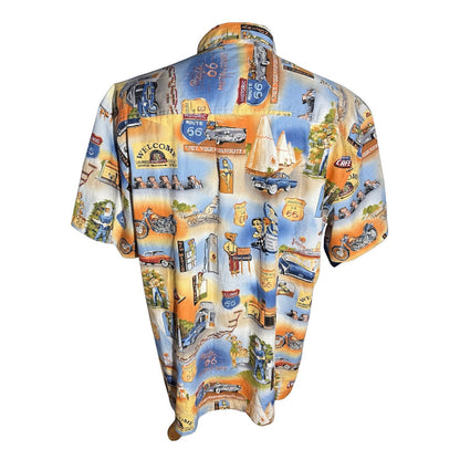 High Seas Trading Co Shirt Mens L Route 66 Short Sleeve Made in USA Cotton