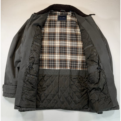 Tommy Hilfiger Jacket Mens XL Gray Corduroy Collar Plaid Lined Barn Field Coat