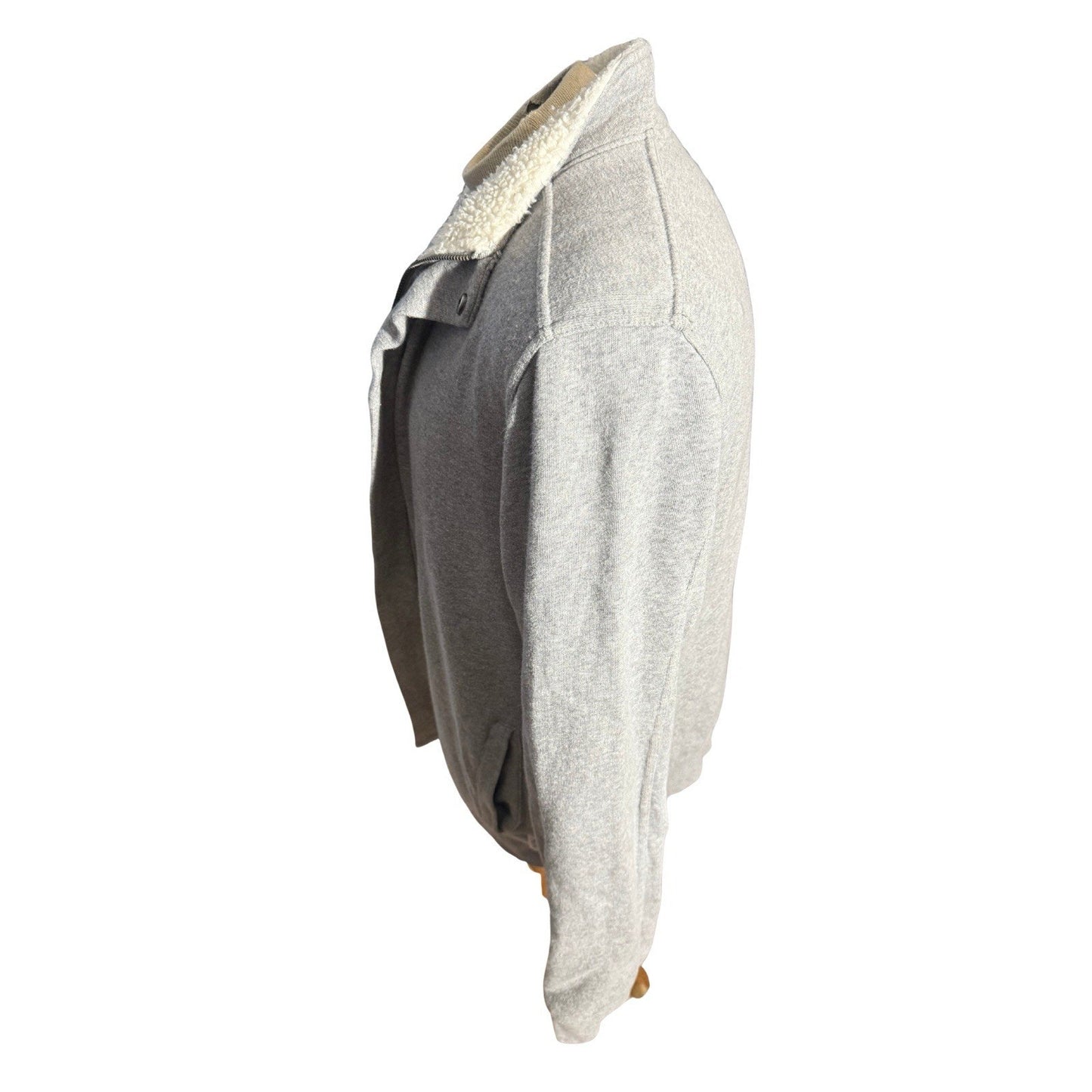 Lucky Brand Grey Label Sherpa Lined Jacket Men L Gray Full Zip Fleece Collar 275