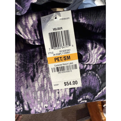 Style & Co Sport Petite S Velour Zip Jacket NWT Dark Eggplant Purple Black