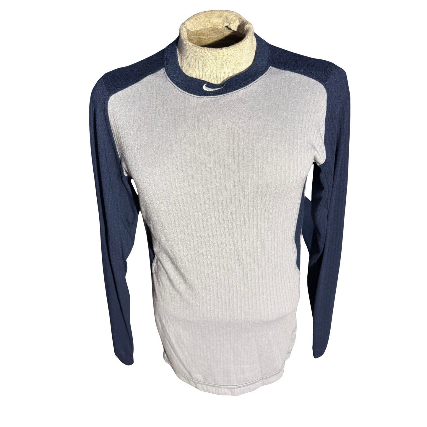 Nike Dri-FIT MLB Baseball Long Sleeve Shirt Men’s L Gray Navy Compression Top