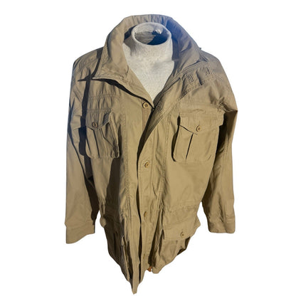 L.L. Bean Field Coat Jacket Men’s L Tall Khaki Utility Parka Hooded Cotton