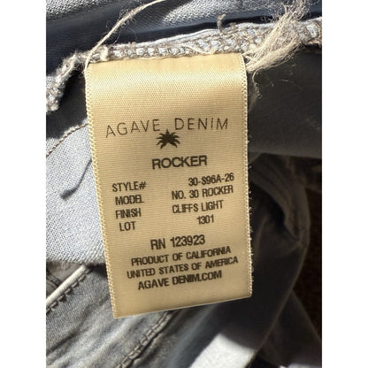 Agave Denim Rocker Jeans Cliffs Light Wash Slim Straight 34x32 USA