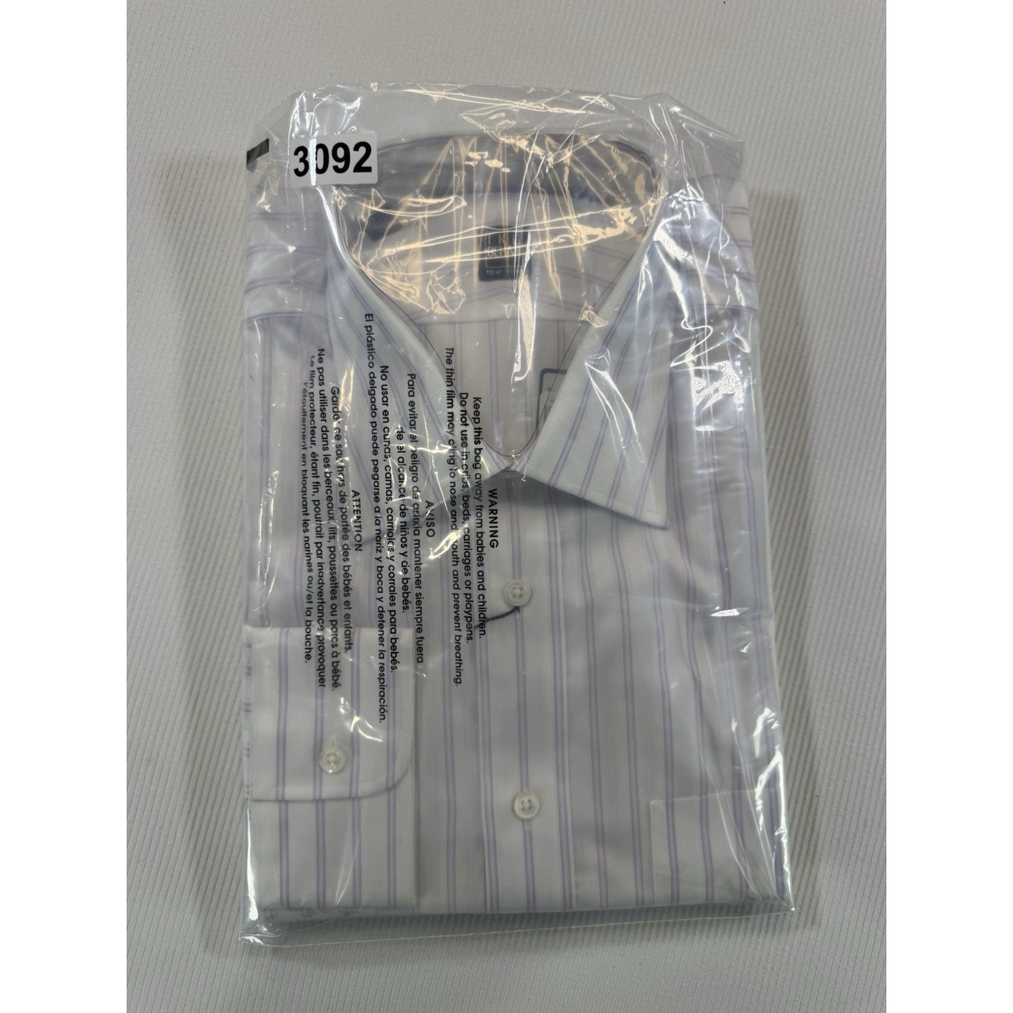 Ike Behar New York 17 34 Lavender Stripe Cotton Dress Shirt NWT Peru
