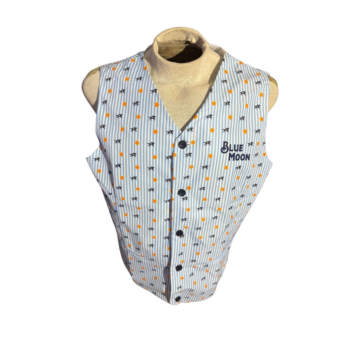 Blue Moon Beer Promo Vest XL Striped Donkey Orange Slice Kentucky Derby 280