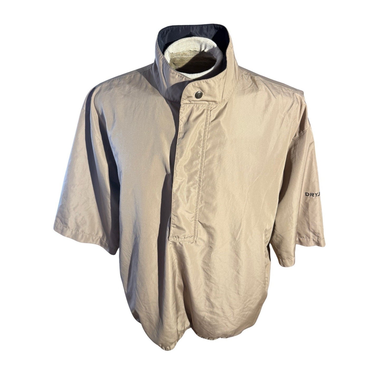 FootJoy DryJoys Men’s Beige Short Sleeve Golf Rain Wind Pullover Jacket LG