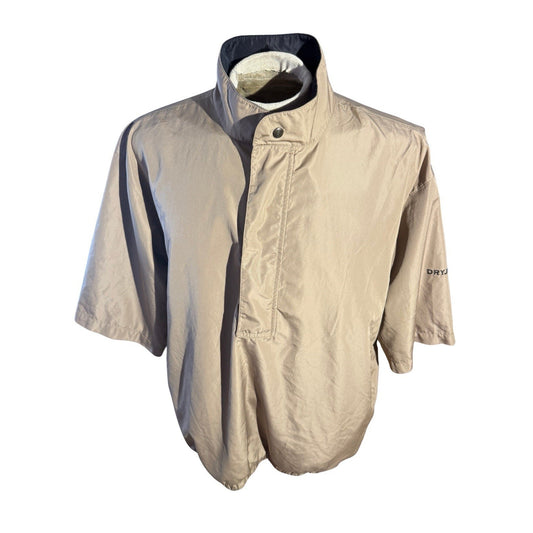 FootJoy DryJoys Men’s Beige Short Sleeve Golf Rain Wind Pullover Jacket LG