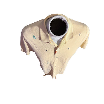 Nike Dri-Fit Polo Shirt Men’s Medium Yellow Embroidered Pattern Golf Casual