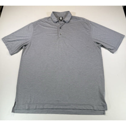 FootJoy FJ Golf Polo Shirt Mens 2XL Gray Striped Performance Polo