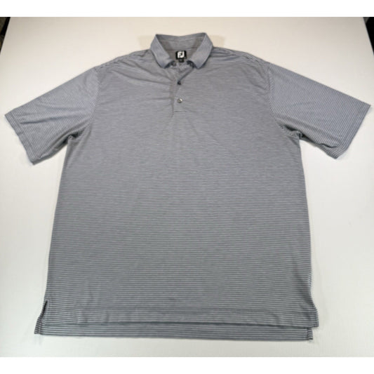 FootJoy FJ Golf Polo Shirt Mens 2XL Gray Striped Performance Polo