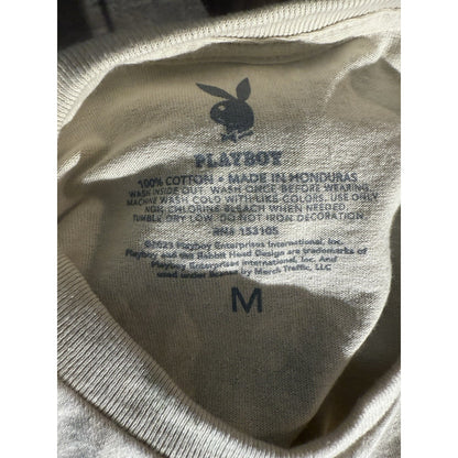 Playboy Bunny Logo T-Shirt Men’s Medium White Graphic Tee Streetwear Casual