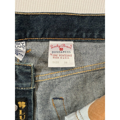Lucky Brand Dungarees 38x30 USA Made Gene Montesano Vintage Button Fly Jeans