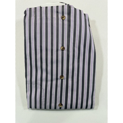 Ike Behar New York Button Down Dress Shirt L Lavender Gray Stripe NWT