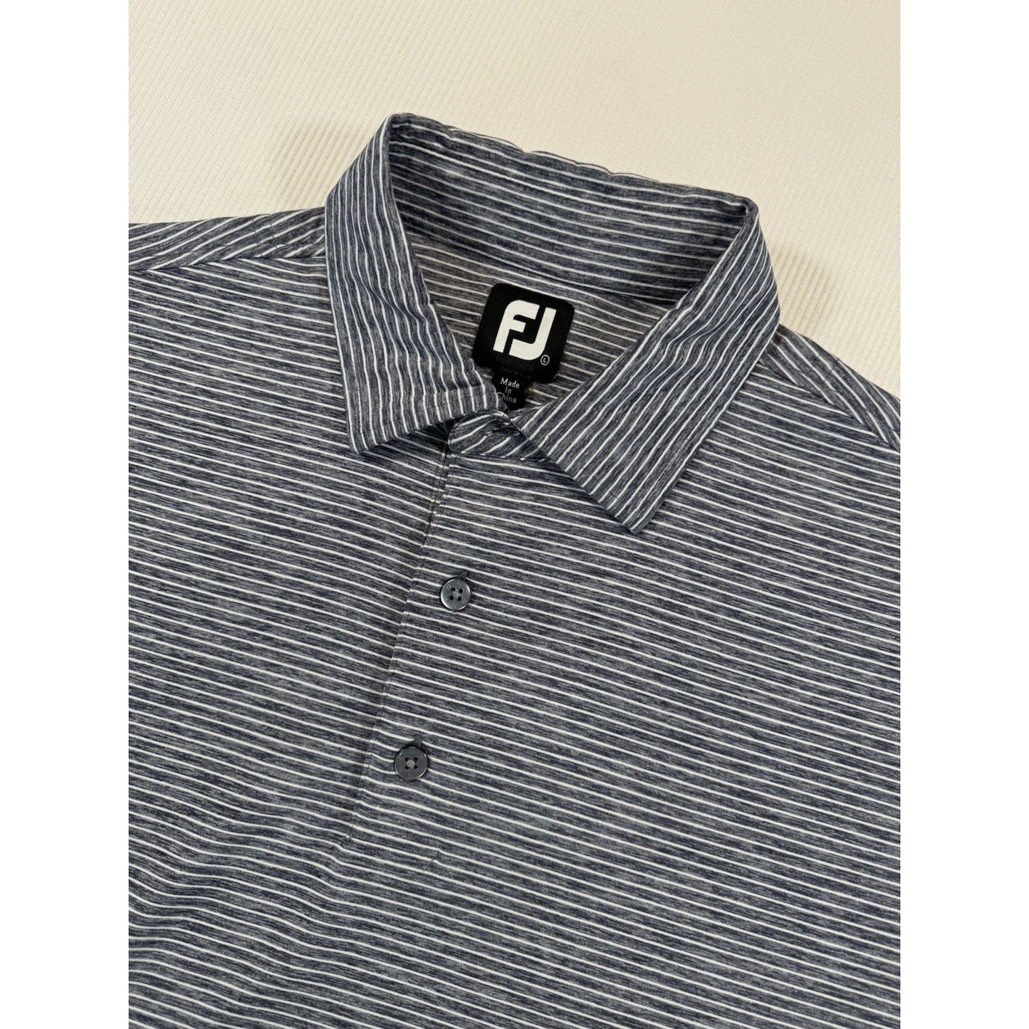 FootJoy FJ Golf Polo Shirt Mens Large Gray Stripe Golf Club of Edmond