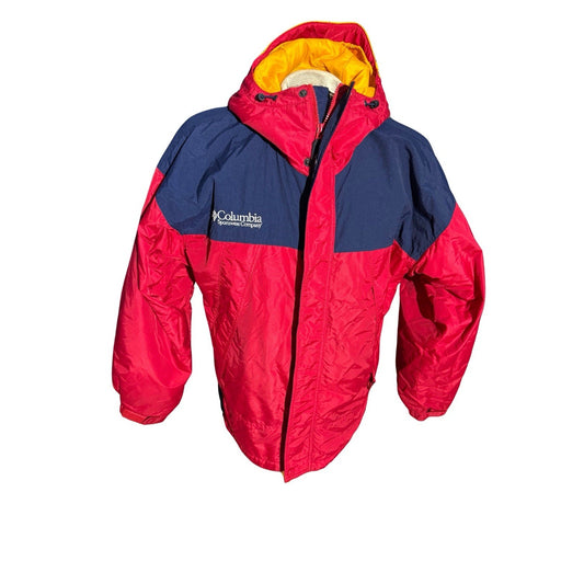 Vintage Columbia Sportswear 90s Bugaboo Jacket Red Navy Yellow Hooded Men’s S