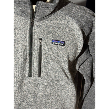 Patagonia XL Better Sweater Gray Quarter Zip Fleece Ezra Brooks Whiskey Logo