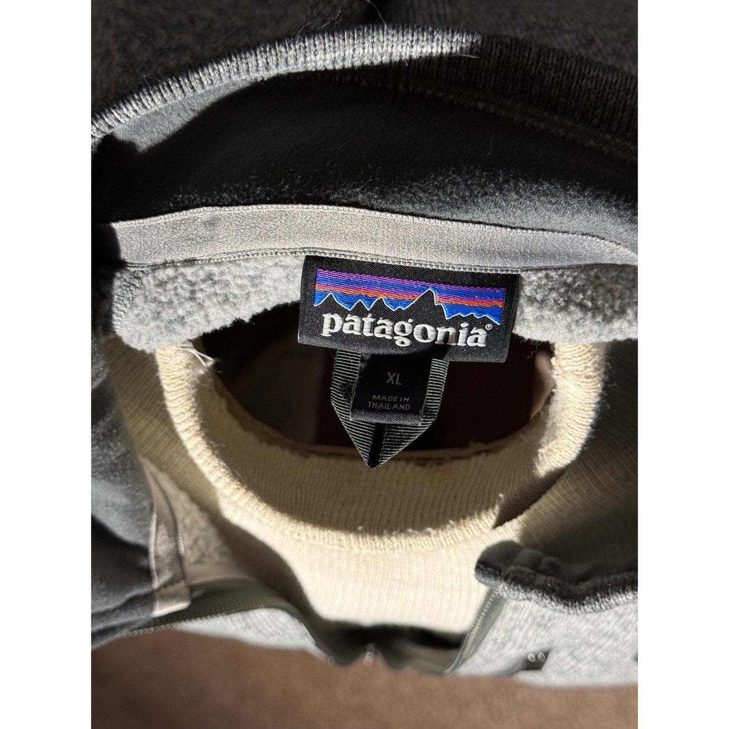 Patagonia XL Better Sweater Gray Quarter Zip Fleece Ezra Brooks Whiskey Logo