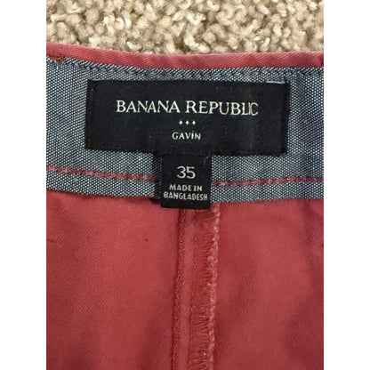Banana Republic Men’s Gavin Chino Shorts Red 35 Cotton Classic Fit Casual