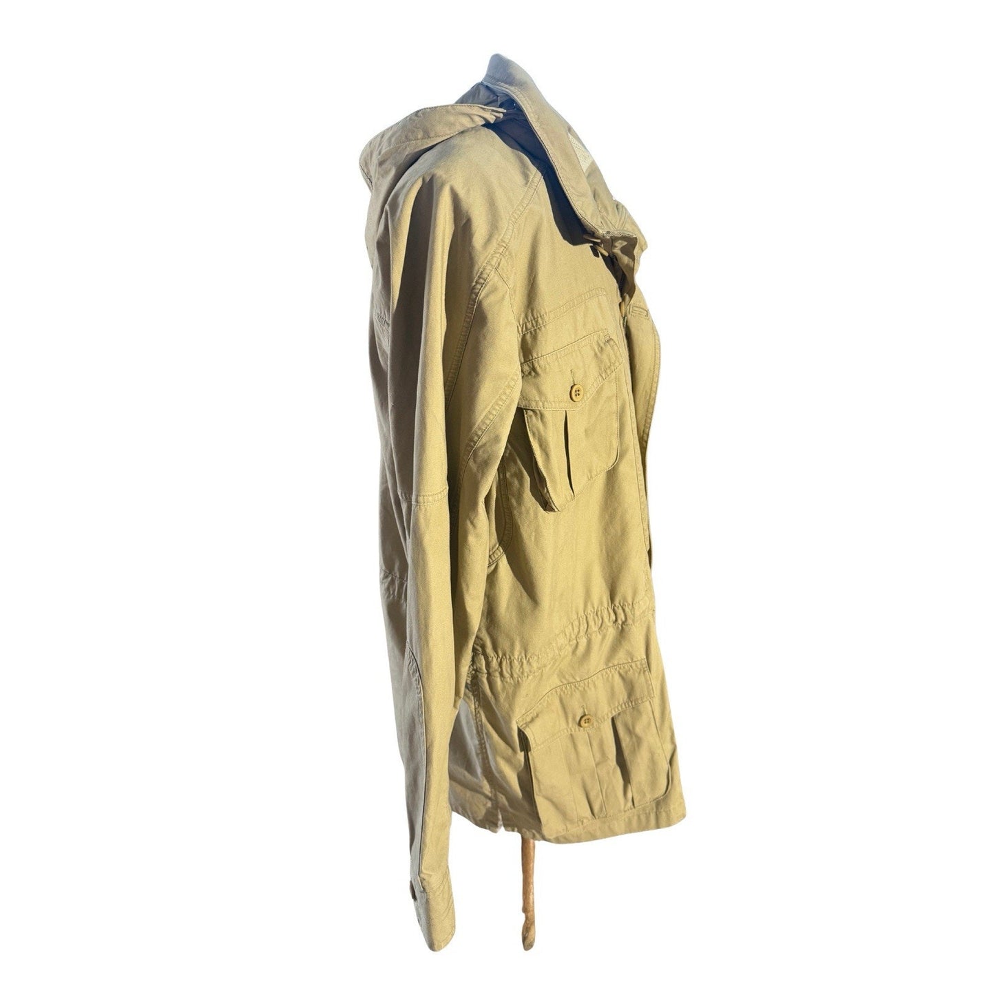 L.L. Bean Field Coat Jacket Men’s L Tall Khaki Utility Parka Hooded Cotton