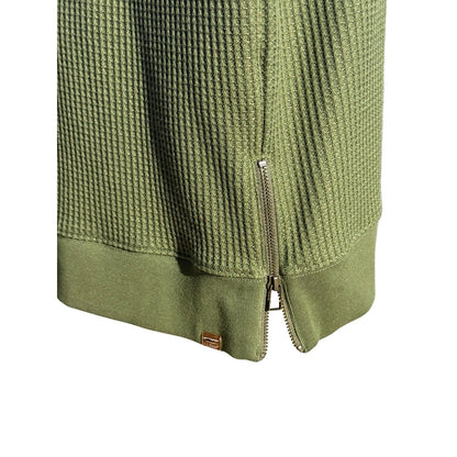 L.L. Bean Women’s 2X Plus Waffle Knit Crewneck Sweater Olive Green Zip Hem