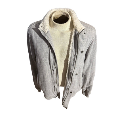 Lucky Brand Grey Label Sherpa Lined Jacket Men L Gray Full Zip Fleece Collar 275
