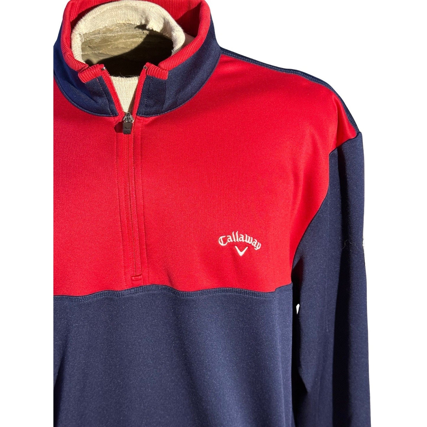 Callaway Golf USA Flag 1/4 Zip Pullover Red Navy Fleece Men’s XL