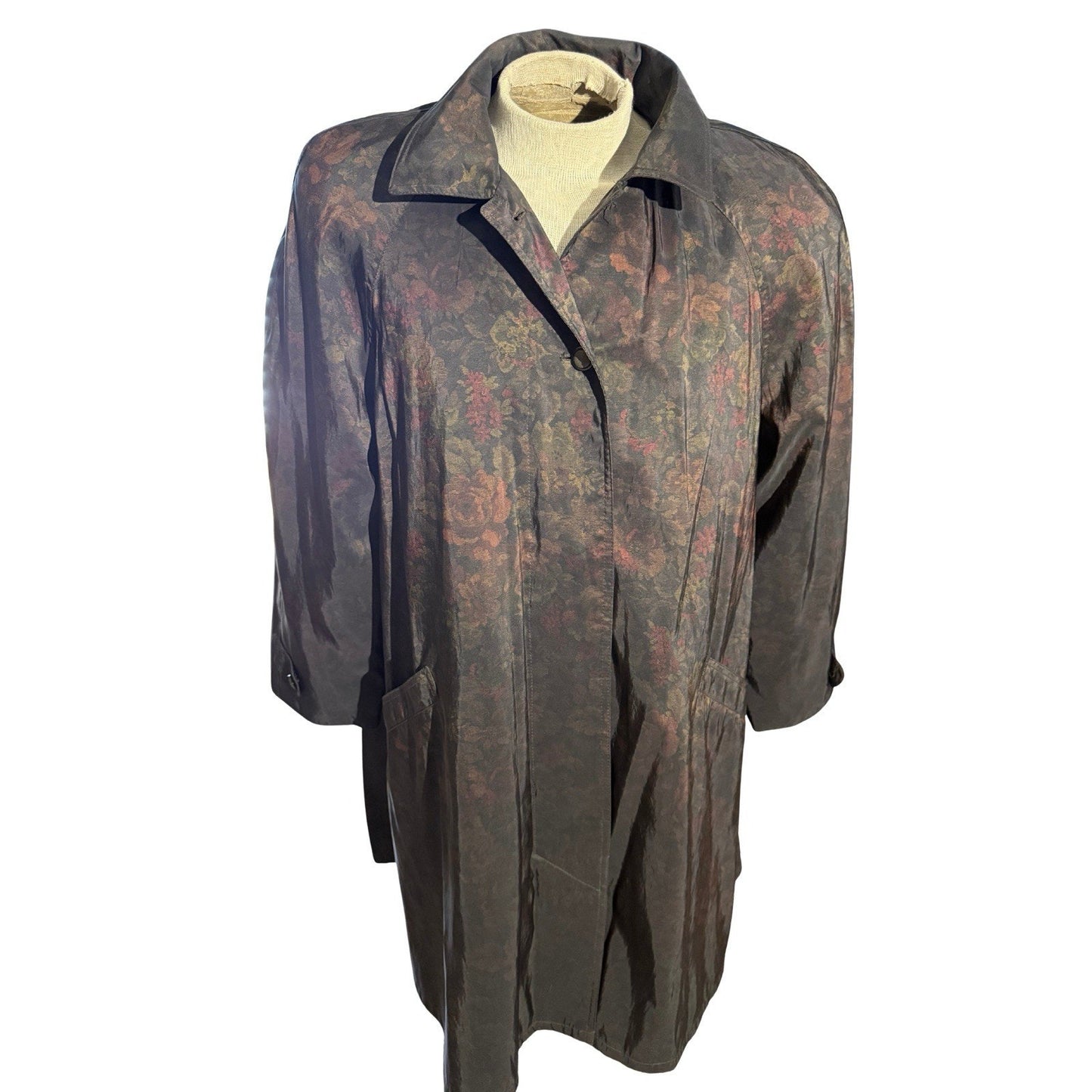 Vintage London Fog Floral Print Coat Women’s 14 Regular Made in Korea Trench