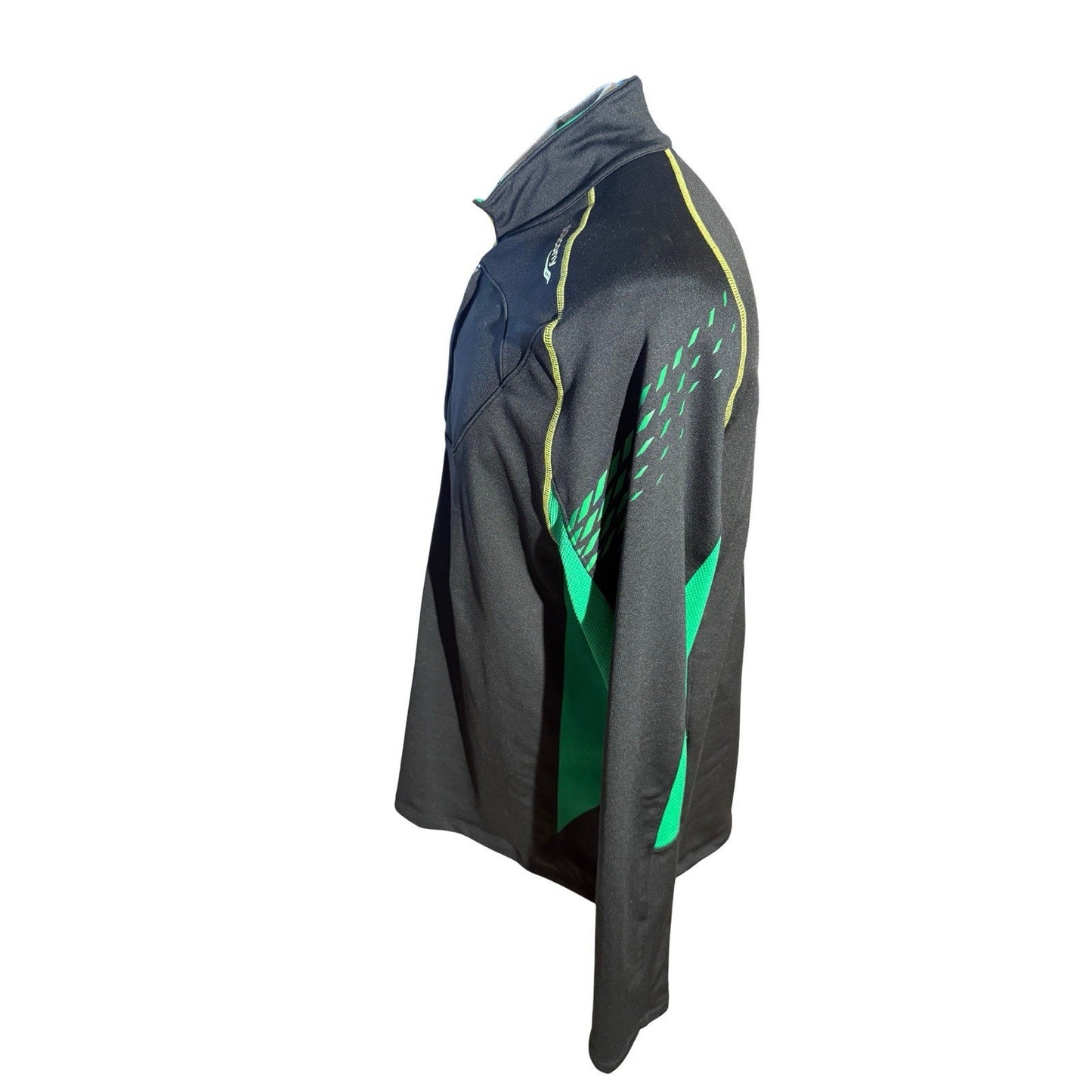Saucony Men’s XL Quarter Zip Running Pullover Black Green Yellow Athletic Jacket
