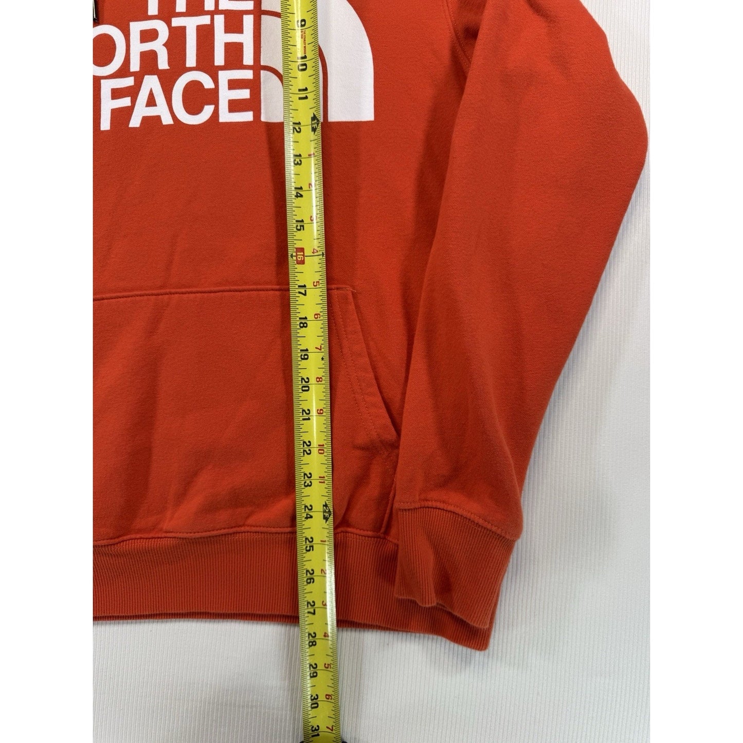 The North Face Hoodie Orange Pullover Logo Sweatshirt Mens Small