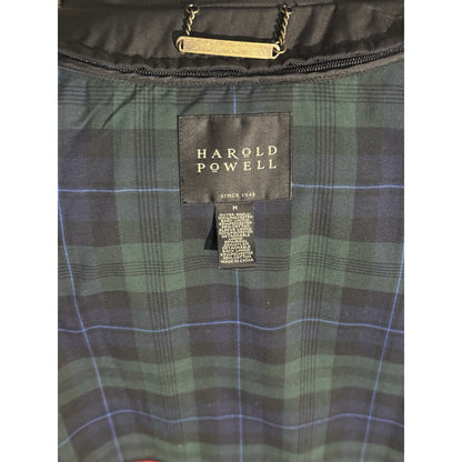 Harold Powell Black Raincoat Men’s M Plaid Lined Wool Zip Liner Classic Coat