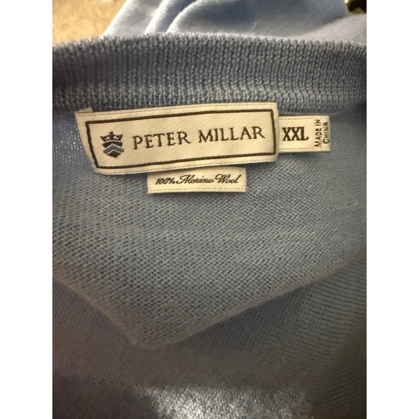 Peter Millar Merino Wool V-neck Sweater Vest Men’s XL XLarge Preppy Light Blue