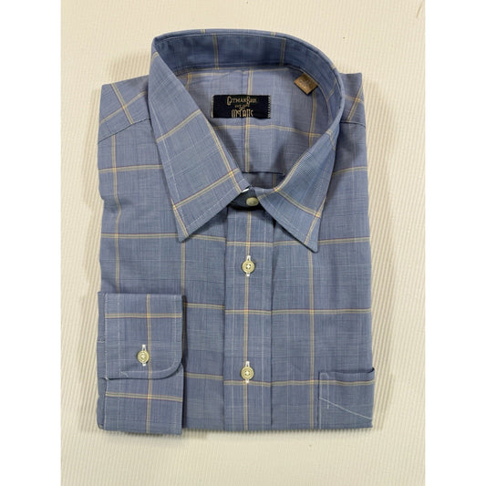 Gitman Bros McNair 17 34 Blue Glen Plaid Dress Shirt Made USA NOS