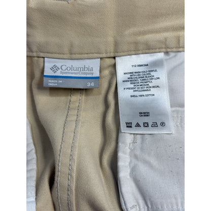 Columbia Sportswear 34 Khaki Cargo Shorts 100% Cotton Outdoor Hiking XM4344
