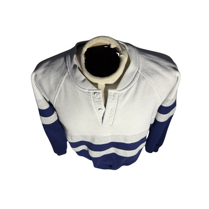Claybrooke Sport Rugby Sweatshirt Men’s L White Navy Gray Striped Pullover