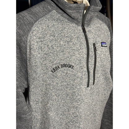 Patagonia XL Better Sweater Gray Quarter Zip Fleece Ezra Brooks Whiskey Logo