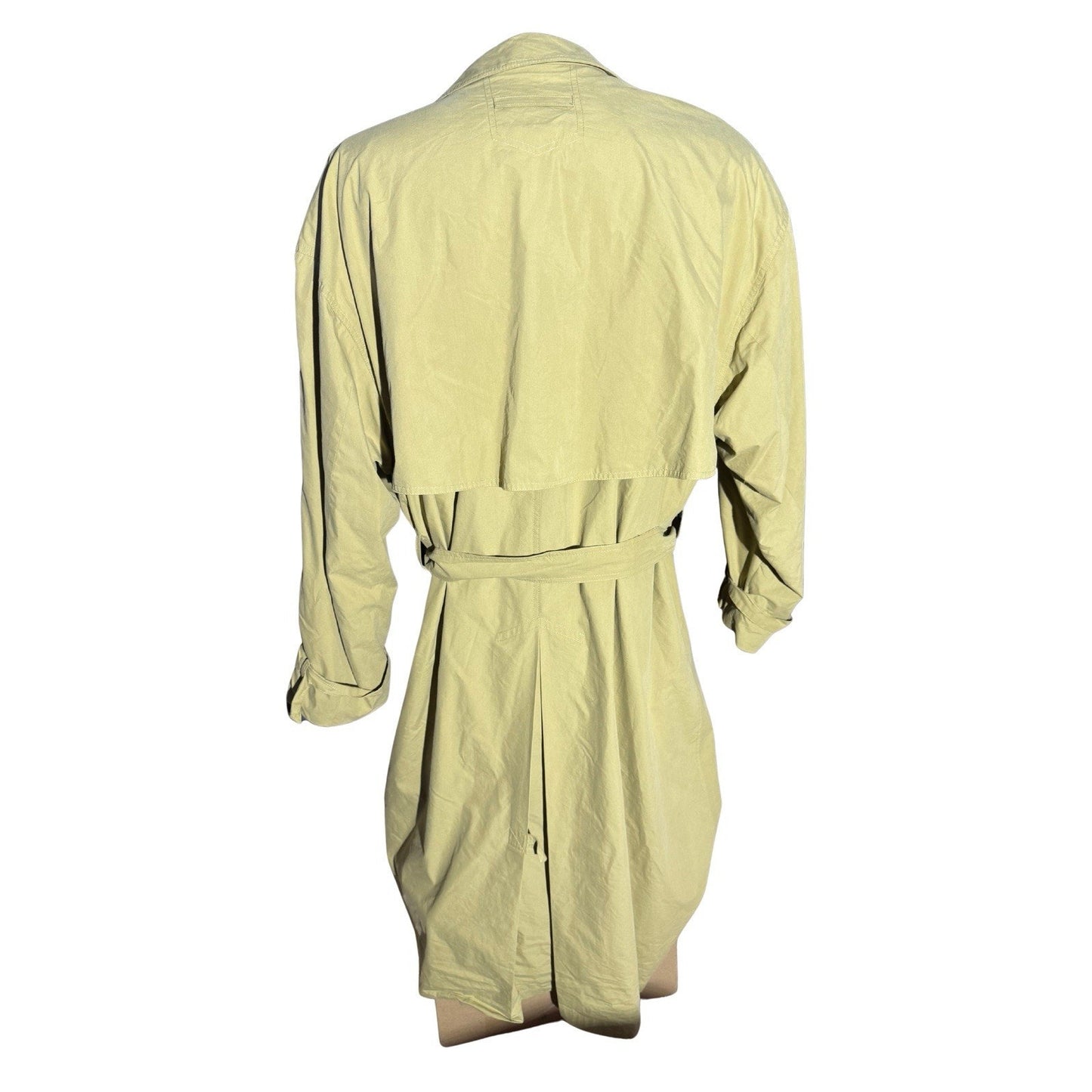 Vintage 1980s Bugatti Germany Trench Coat Khaki Belted Raincoat 54 Iridescent