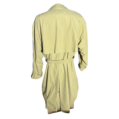 Vintage 1980s Bugatti Germany Trench Coat Khaki Belted Raincoat 54 Iridescent