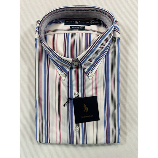 Ralph Lauren 18 XXL Custom Fit Stripe Button Down Dress Shirt NWT