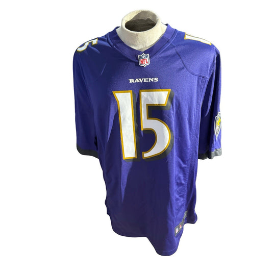 Nike NFL Baltimore Ravens Jersey Adult XL Purple #15 Brown On Field