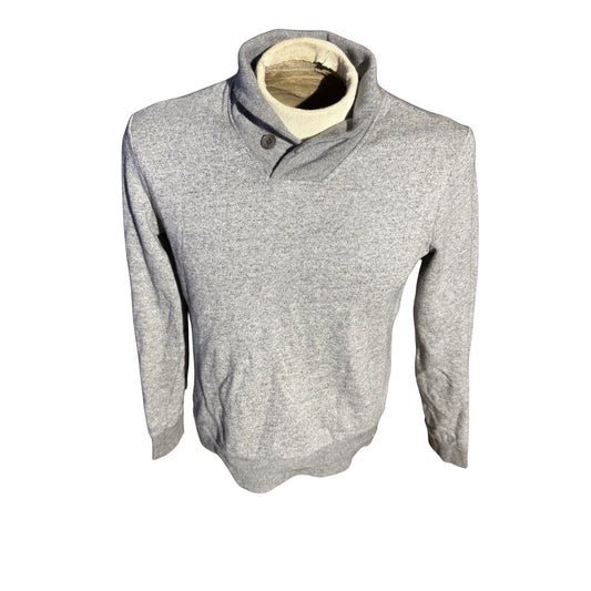 UNTUCKit Pullover Gray Cotton Shawl Collar Long Sleeve Sweater Men’s Small
