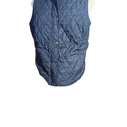 L.L. Bean Women’s Quilted Vest XL Blue Plaid Lining Snap Front Winter