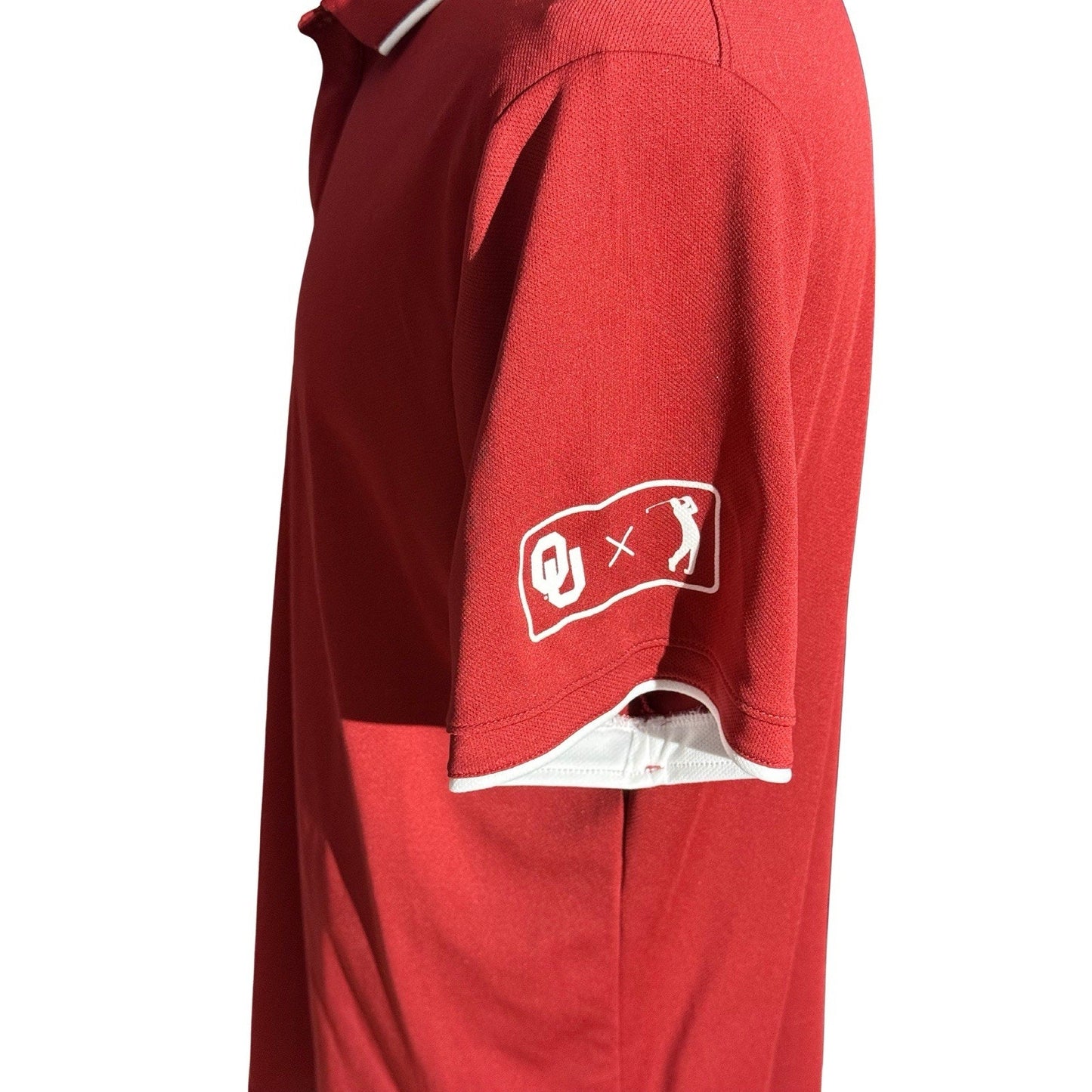 Nike Golf Oklahoma Sooners Shirt Mens XL Burgundy Short Sleeve Polo Logo Fit Dry