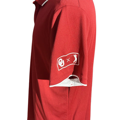 Nike Golf Oklahoma Sooners Shirt Mens XL Burgundy Short Sleeve Polo Logo Fit Dry