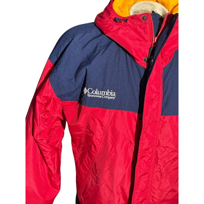 Vintage Columbia Sportswear 90s Bugaboo Jacket Red Navy Yellow Hooded Men’s S