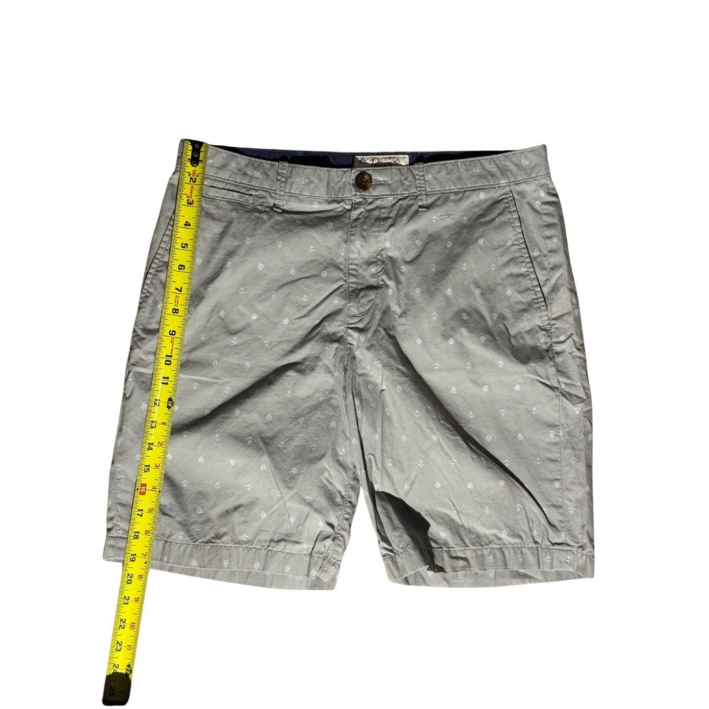 Original Penguin Men’s Anchor Print Shorts Gray 34 Chino Casual Nautical Summer