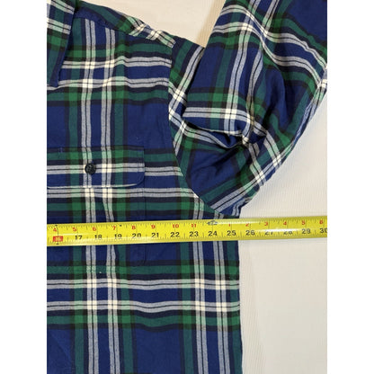 L.L. Bean Lined Flannel Shirt Jacket Mens L Blue Green Plaid