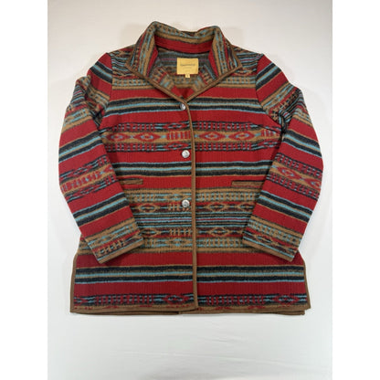 Upcountry Du Monde Southwestern Aztec Fleece Jacket Womens M Button Front
