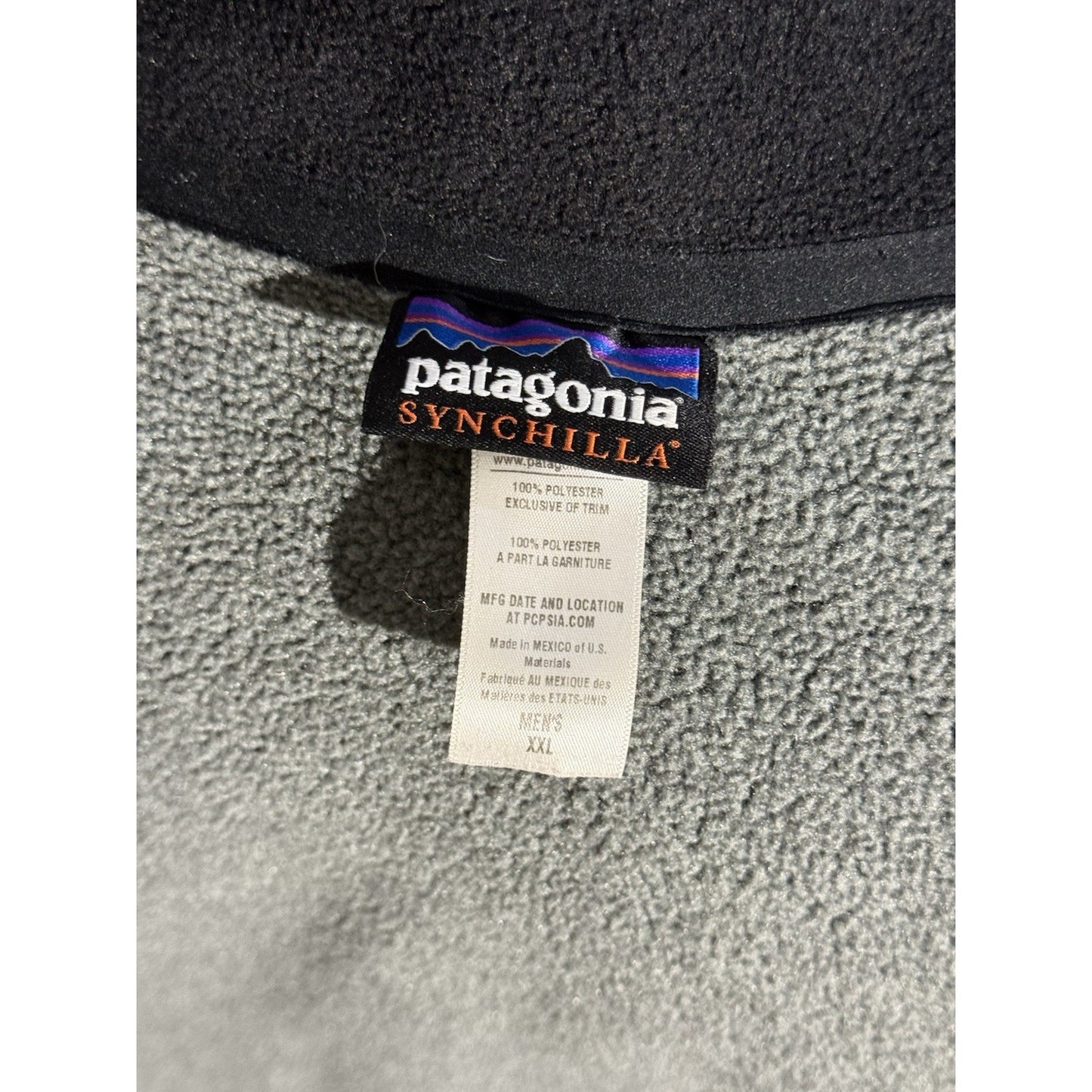 Patagonia Synchilla Men’s XXL Gray Fleece Vest Full Zip Made in Mexico