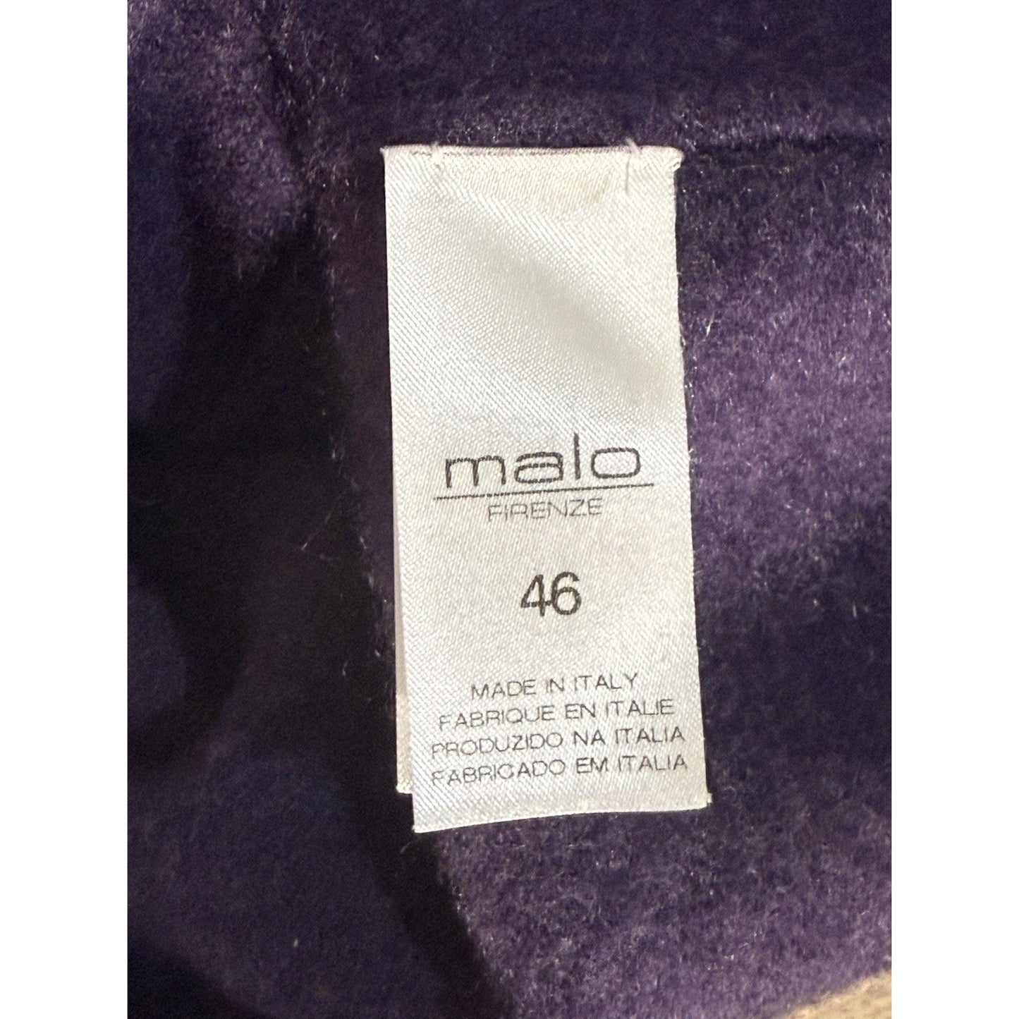 Malo Firenze 100% Cashmere Sweater Purple V-Neck Made in Italy Size 46