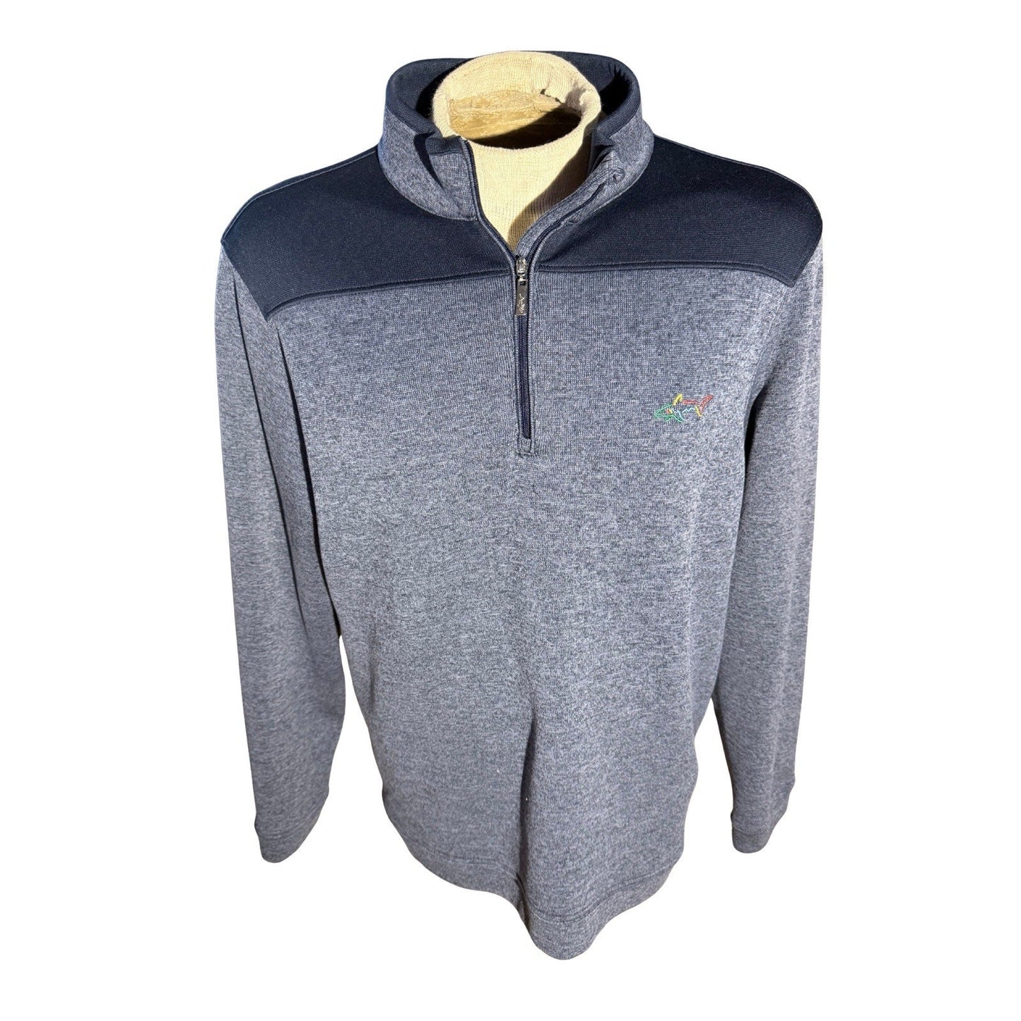 Greg Norman Golf 1/4 Zip Pullover Mens Large Gray Sweater Mock Neck Performance